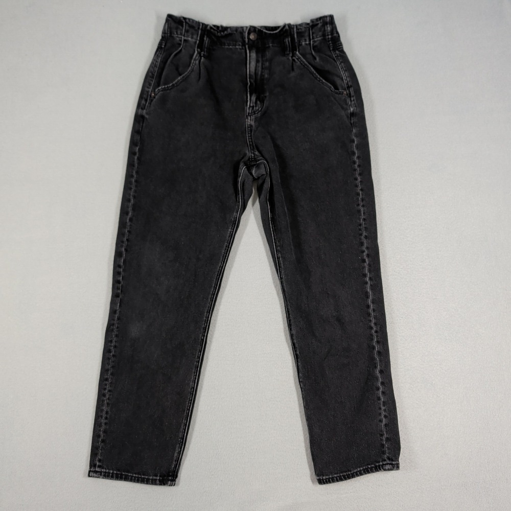 American‎ Eagle Mom Jean Women 8 Black High Waisted Tapered Denim Pants Casual